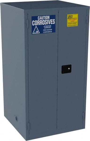 Jamco - 2 Door, 2 Shelf, Blue Steel Double Wall Safety Cabinet for Flammable and Combustible Liquids - 65" High x 34" Wide x 34" Deep, Self Closing Door, 3 Point Key Lock, 60 Gal Capacity - Exact Tooling