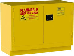 Jamco - 2 Door, 1 Shelf, Yellow Steel Double Wall Safety Cabinet for Flammable and Combustible Liquids - 35" High x 22" Wide x 48" Deep, Manual Closing Door, 3 Point Key Lock, 30 Gal Capacity - Exact Tooling