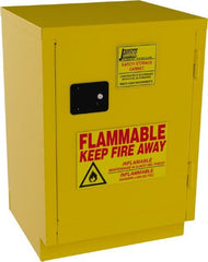 Jamco - 1 Door, 1 Shelf, Yellow Steel Double Wall Safety Cabinet for Flammable and Combustible Liquids - 35" High x 22" Wide x 24" Deep, Manual Closing Door, 3 Point Key Lock, 12 Gal Capacity - Exact Tooling