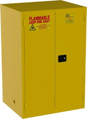 Jamco - 2 Door, 2 Shelf, Yellow Steel Double Wall Safety Cabinet for Flammable and Combustible Liquids - 65" High x 34" Wide x 43" Deep, Self Closing Door, 3 Point Key Lock, 90 Gal Capacity - Exact Tooling