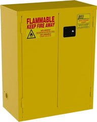 Jamco - 2 Door, 2 Shelf, Yellow Steel Double Wall Safety Cabinet for Flammable and Combustible Liquids - 44" High x 18" Wide x 34" Deep, Self Closing Door, 3 Point Key Lock, 28 Gal Capacity - Exact Tooling