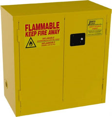 Jamco - 2 Door, 1 Shelf, Yellow Steel Double Wall Safety Cabinet for Flammable and Combustible Liquids - 35" High x 18" Wide x 34" Deep, Self Closing Door, 3 Point Key Lock, 22 Gal Capacity - Exact Tooling
