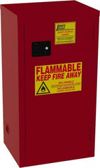 Jamco - 1 Door, 3 Shelf, Red Steel Double Wall Safety Cabinet for Flammable and Combustible Liquids - 44" High x 18" Wide x 23" Deep, Manual Closing Door, 3 Point Key Lock, 24 Gal Capacity - Exact Tooling