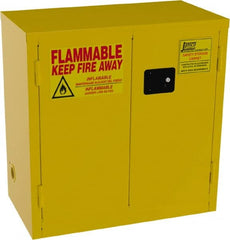 Jamco - 2 Door, 1 Shelf, Yellow Steel Double Wall Safety Cabinet for Flammable and Combustible Liquids - 35" High x 34" Wide x 18" Deep, Manual Closing Door, 3 Point Key Lock, 22 Gal Capacity - Exact Tooling