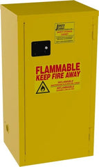 Jamco - 1 Door, 2 Shelf, Yellow Steel Double Wall Safety Cabinet for Flammable and Combustible Liquids - 44" High x 23" Wide x 18" Deep, Self Closing Door, 3 Point Key Lock, 18 Gal Capacity - Exact Tooling