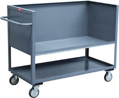 Jamco - 1,200 Lb Capacity, 2 Shelf, 3-Sided Steel Truck - 24" Long x 36" Wide x 40" High, 5" Diam Urethane Wheels - Exact Tooling