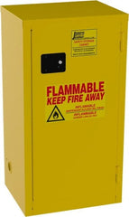 Jamco - 1 Door, 2 Shelf, Yellow Steel Double Wall Safety Cabinet for Flammable and Combustible Liquids - 44" High x 18" Wide x 23" Deep, Manual Closing Door, 3 Point Key Lock, 18 Gal Capacity - Exact Tooling