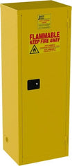 Jamco - 1 Door, 3 Shelf, Yellow Steel Double Wall Safety Cabinet for Flammable and Combustible Liquids - 65" High x 18" Wide x 23" Deep, Manual Closing Door, 3 Point Key Lock, 24 Gal Capacity - Exact Tooling