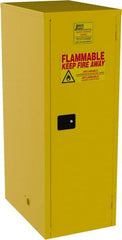 Jamco - 1 Door, 3 Shelf, Yellow Steel Double Wall Safety Cabinet for Flammable and Combustible Liquids - 65" High x 34" Wide x 23" Deep, Manual Closing Door, 3 Point Key Lock, 60 Gal Capacity - Exact Tooling
