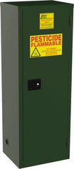 Jamco - 1 Door, 3 Shelf, Green Steel Double Wall Safety Cabinet for Flammable and Combustible Liquids - 65" High x 18" Wide x 23" Deep, Manual Closing Door, 3 Point Key Lock, 24 Gal Capacity - Exact Tooling