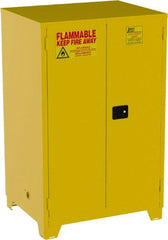 Jamco - 2 Door, 2 Shelf, Yellow Steel Double Wall Safety Cabinet for Flammable and Combustible Liquids - 70" High x 34" Wide x 43" Deep, Self Closing Door, 3 Point Key Lock, 90 Gal Capacity - Exact Tooling