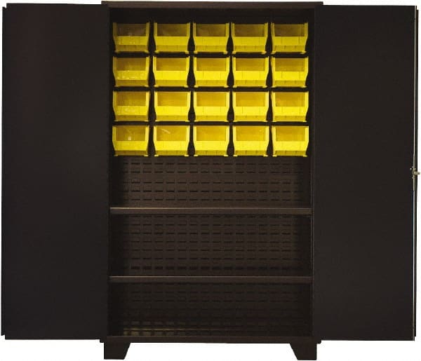 Jamco - 2 Shelf 20 Bin Storage Cabinet - Steel, 48" Wide x 24" Deep x 78" High, Black - Exact Tooling