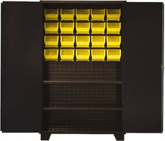 Jamco - 2 Shelf 20 Bin Storage Cabinet - Steel, 48" Wide x 24" Deep x 78" High, Black - Exact Tooling