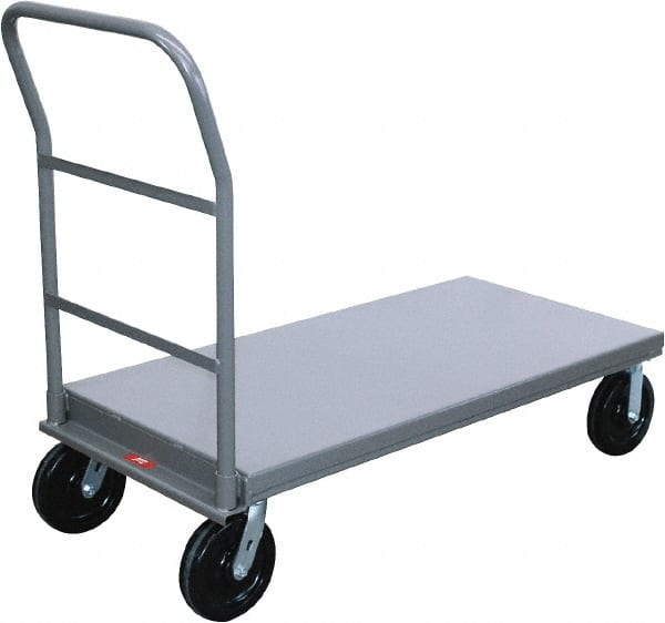 Jamco - 4,000 Lb Capacity Platform Truck - Steel Deck, 48" OAW, 12" Platform Height, Phenolic Casters - Exact Tooling
