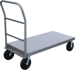 Jamco - 4,000 Lb Capacity Platform Truck - Steel Deck, 48" OAW, 12" Platform Height, Phenolic Casters - Exact Tooling