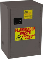 Jamco - 1 Door, 1 Shelf, Yellow Steel Double Wall Safety Cabinet for Flammable and Combustible Liquids - 35" High x 18" Wide x 23" Deep, Manual Closing Door, 3 Point Key Lock, 12 Gal Capacity - Exact Tooling