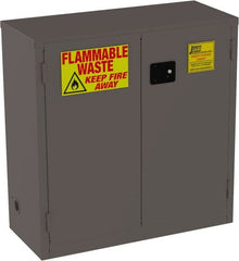 Jamco - 2 Door, 1 Shelf, Yellow Steel Double Wall Safety Cabinet for Flammable and Combustible Liquids - 44" High x 18" Wide x 43" Deep, Manual Closing Door, 3 Point Key Lock, 30 Gal Capacity - Exact Tooling
