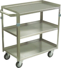 Jamco - 600 Lb Capacity, 36" Wide x 22" Long x 34" High Shelf Cart - 3 Shelf, Stainless Steel, 4 Swivel Casters - Exact Tooling