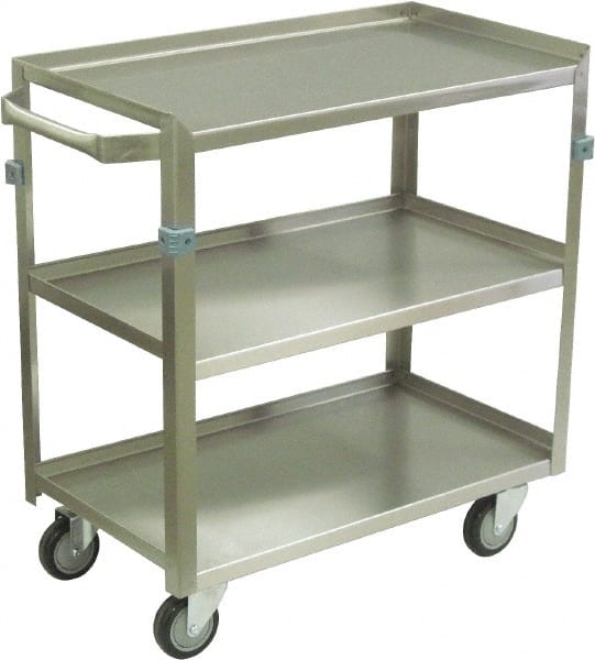 Jamco - 600 Lb Capacity, 30" Wide x 16" Long x 34" High Shelf Cart - 3 Shelf, Stainless Steel, 4 Swivel Casters - Exact Tooling