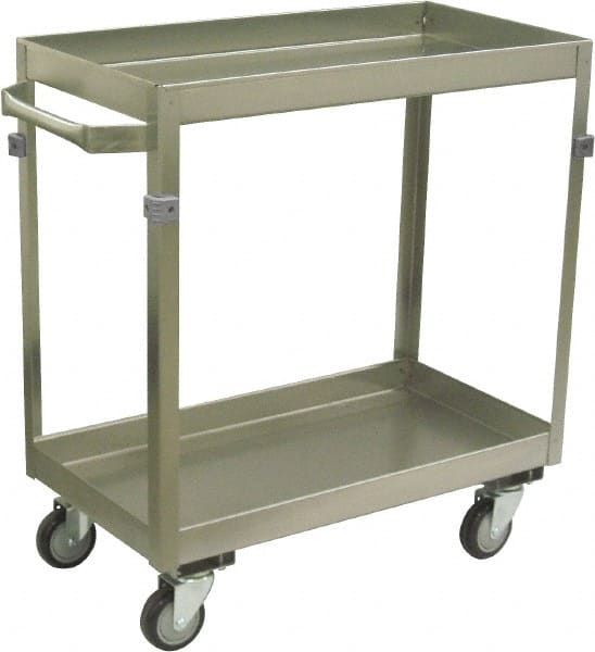 Jamco - 600 Lb Capacity, 48" Wide x 22" Long x 34" High Deep Shelf Cart - 2 Shelf, Stainless Steel, 4 Swivel Casters - Exact Tooling