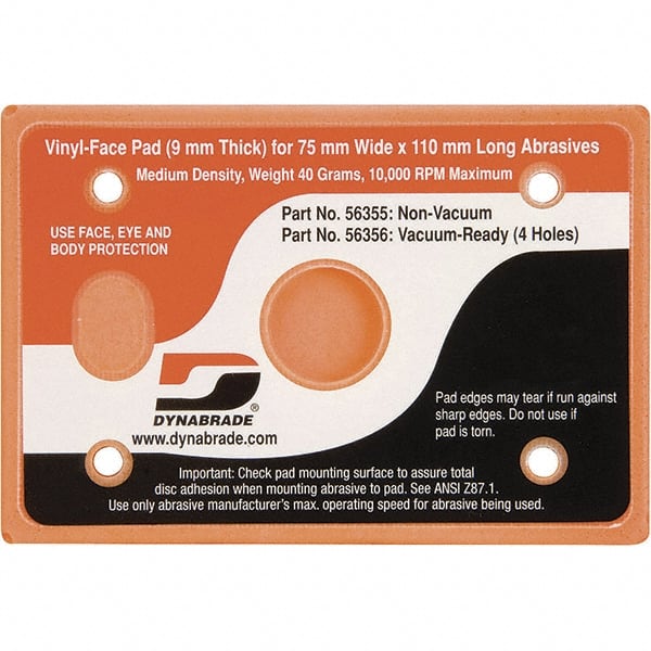 Dynabrade - 4-1/4 x 3" Rectangular Adhesive/PSA Backing Pad - Dynabug II Compatible, Screw Attachment, Nonvacuum Pad, 3/8" Thick, Medium Density - Exact Tooling