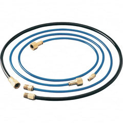Dynabrade - 1/4" ID x 3/8" OD 3' Long Hose - Female/Male Ends, 90 Working psi, 1/4" Fitting, Black & Blue - Exact Tooling