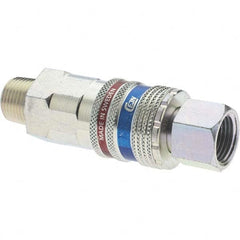 Dynabrade - 2 Piece 3/8" Body 3/8 NPT 150 psi Brass/Steel Industrial Pneumatic Coupling Plug Set - Exact Tooling