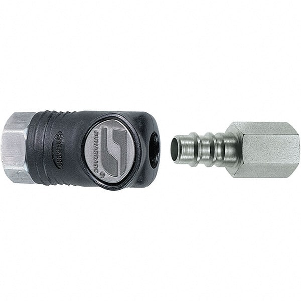 Dynabrade - 2 Piece 1/4" Body 1/4 NPT 150 psi Composite Industrial Pneumatic Coupling Plug Set - Exact Tooling