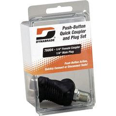 Dynabrade - 2 Piece 1/4" Body 1/4 NPT 150 psi Composite Industrial Pneumatic Coupling Plug Set - Exact Tooling