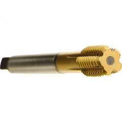 Emuge - 7/16-14 UNC 2BX Modified Bottoming Thread Forming Tap - Cobalt, TiN Finish, 3.937" OAL, 0.709" Thread Length, Right Hand Thread, Series Druck - Exact Tooling