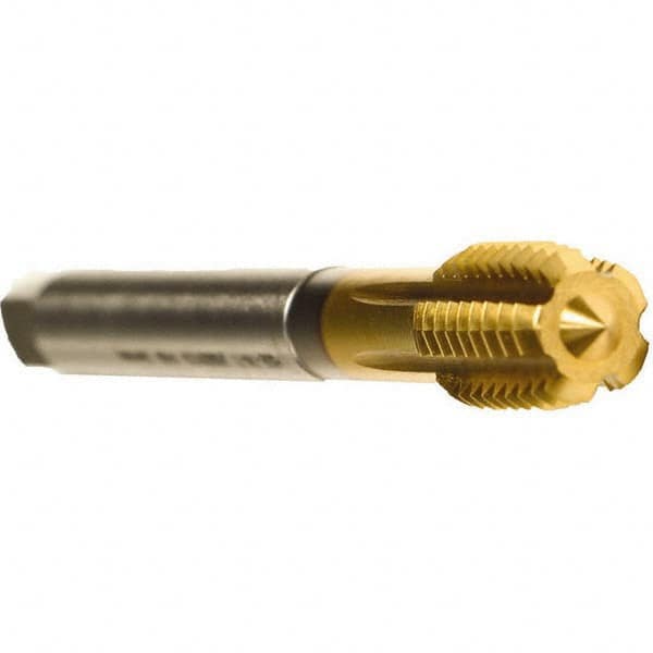 Emuge - 9/16-12 UNC 2BX Modified Bottoming Thread Forming Tap - Cobalt, TiN Finish, 4.331" OAL, 0.787" Thread Length, Right Hand Thread, Series Druck - Exact Tooling