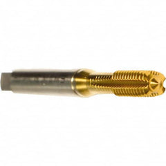 Emuge - #6-32 UNC 2BX Modified Bottoming Thread Forming Tap - Cobalt, TiN Finish, 2.205" OAL, 0.472" Thread Length, Right Hand Thread, Series Druck - Exact Tooling