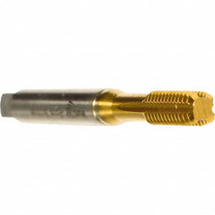 Emuge - #5-40 UNC 2B/3B Bottoming Thread Forming Tap - Cobalt, TiN Finish, 2.205" OAL, 0.433" Thread Length, Right Hand Thread, Series Druck - Exact Tooling