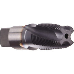 Emuge - 1/4-18 NPT, 10° Helix, 3 Flutes, TiCN Finish, Cobalt, Spiral Flute Pipe Tap - Right Hand Flute, 1.06" Thread Length, 0.421" Square Size, Series KEG - Exact Tooling
