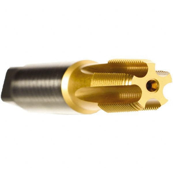 Emuge - 2 - 11-1/2 NPT Thread, 7 Flute Standard Pipe Tap - 7-7/8" OAL, 1-3/4" Thread Length, 1-7/8" Shank Diam, TiN Finish, Cobalt - Exact Tooling