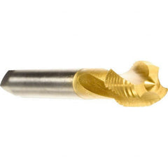 Emuge - M16x2.00 Metric Coarse, 3 Flute, TiN Finish, Cobalt Spiral Point Tap - Modified Bottoming Chamfer, Right Hand Thread, 110mm OAL, 22mm Thread Length, 12mm Shank Diam, 6HX Class of Fit - Exact Tooling