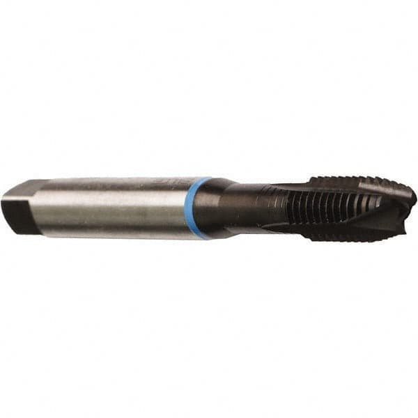 Emuge - M4x0.70 Metric Coarse, 3 Flutes, Plug Chamfer, Nitride Finish, Cobalt Spiral Point STI Tap - 0.2362" Shank Diam, 0.1929" Square Size, 6H (mod) Class of Fit, Series Rekord B-VA - Exact Tooling