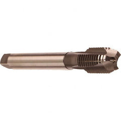 Emuge - 7/16-14 UNC, 3 Flute, Nitride Finish, Cobalt Spiral Point Tap - Modified Bottoming Chamfer, Right Hand Thread, 3-15/16" OAL, 0.866" Thread Length, 0.323" Shank Diam, 3BX Class of Fit, Series Rekord B - Exact Tooling