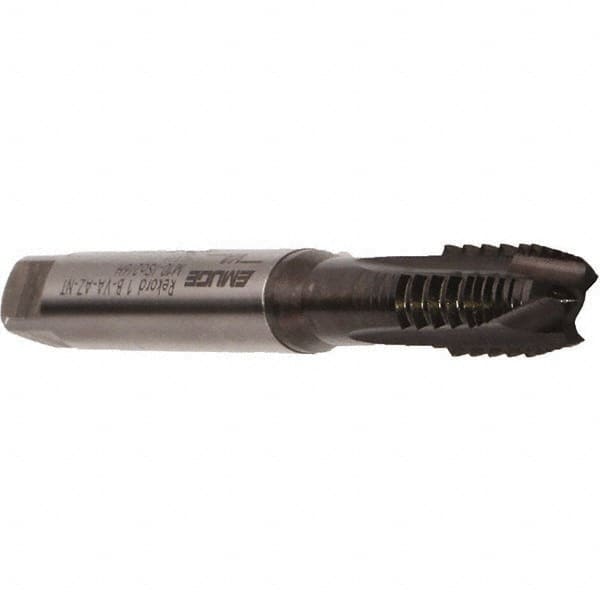 Emuge - M10x1.50 Metric Coarse, 3 Flute, Nitride Finish, Cobalt Spiral Point Tap - Plug Chamfer, Right Hand Thread, 100mm OAL, 22mm Thread Length, 10mm Shank Diam, 6H Class of Fit, Series Rekord B - Exact Tooling