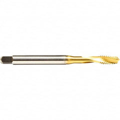 Emuge - 3/8-24 UNF 3 Flute 2BX Modified Bottoming Spiral Flute Tap - Cobalt, TiN Finish, 3.937" OAL, Right Hand Flute, Right Hand Thread, Series Rekord D - Exact Tooling