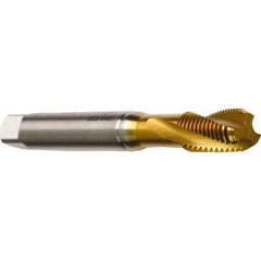 Emuge - 5/16-24 UNF 3 Flute 2B Modified Bottoming Spiral Flute Tap - Cobalt, TiN Finish, 3.543" OAL, Right Hand Flute, Right Hand Thread, Series Rekord D - Exact Tooling