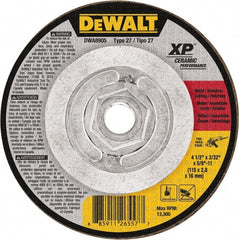 DeWALT - 24 Grit, 4-1/2" Wheel Diam, Type 27 Depressed Center Wheel - Coarse/Medium Grade, Ceramic, N Hardness, 13,300 Max RPM - Exact Tooling
