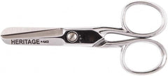 Heritage Cutlery - 1-1/2" LOC, 4-1/4" OAL Chrome Plated Standard Scissors/Shears - Right Hand, Steel Straight Handle, For Heavy Patterns, Layers of Material, Materials with Pins - Exact Tooling