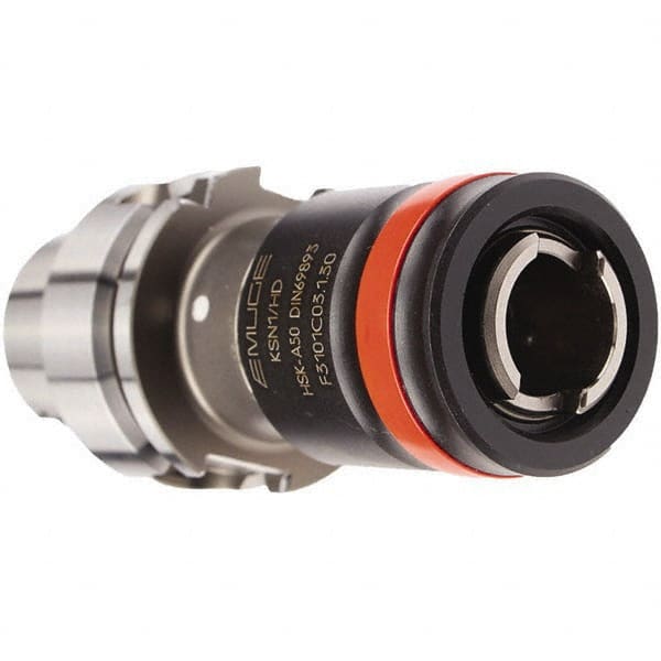 Emuge - HSK63A Taper Shank Tension & Compression Tapping Chuck - M3 Min Tap Capacity, 93mm Projection, Size 1 Adapter, Quick Change, Through Coolant - Exact Tooling