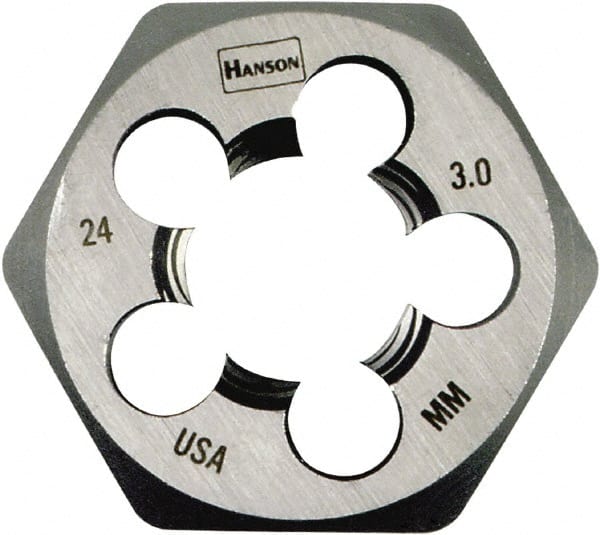 Irwin Hanson - M24x2.00 Metric Fine Thread, 1-13/16" Hex, Right Hand Thread, Hex Rethreading Die - Carbon Steel - Exact Tooling