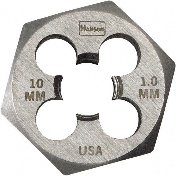 Irwin Hanson - M14x1.25 Metric Fine Thread, 1-7/16" Hex, Right Hand Thread, Hex Rethreading Die - Carbon Steel - Exact Tooling