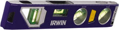 Irwin - Magnetic 9" Long 4 Vial Torpedo Level - Aluminum/Die Cast, Blue, 1 22.5°, 1 45°, 1 Level & 1 Plumb Vials - Exact Tooling