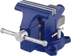 Irwin - 4-1/2" Jaw Width, 3" Opening Capacity, 2-3/8" Throat Depth, Steel Swivel Bench Vise - Bolt Down Base Attachment, Anvil - Exact Tooling