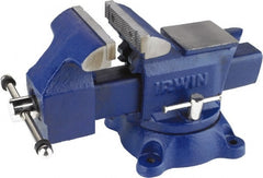 Irwin - 4-1/2" Jaw Width, 4" Opening Capacity, 2-3/8" Throat Depth, Steel Stationary Bench Vise - Bolt Down Base Attachment, Anvil - Exact Tooling