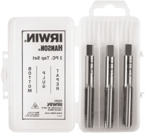 Irwin Hanson - M3x0.50 Metric, 3 Flute, Bottoming, Plug & Taper, Bright Finish, Carbon Steel Tap Set - Right Hand Cut, 2B Class of Fit, Series Hanson - Exact Tooling